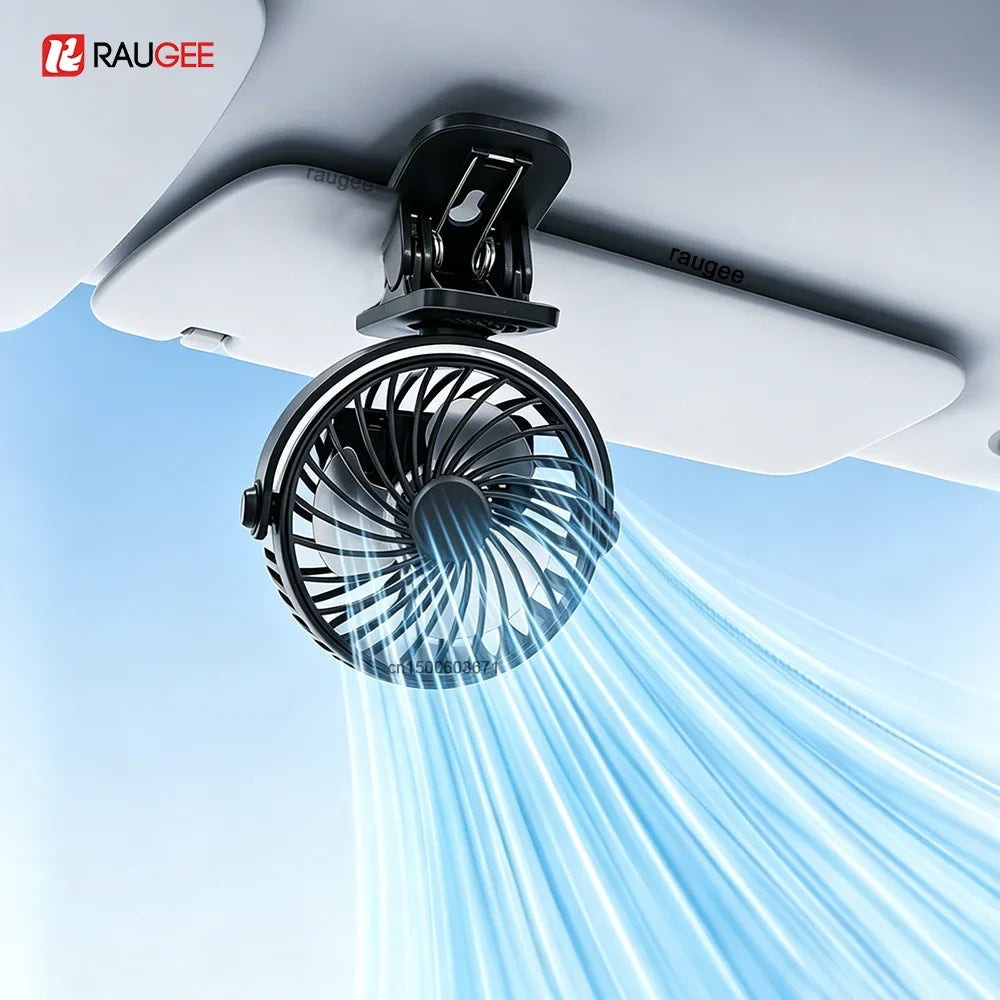 Portable USB Rechargeable Clip Fan – 360° Rotation & LED Light