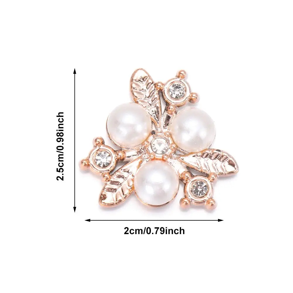 10PCS Pearl Flower Rhinestone Buttons – DIY Sewing Embellishments