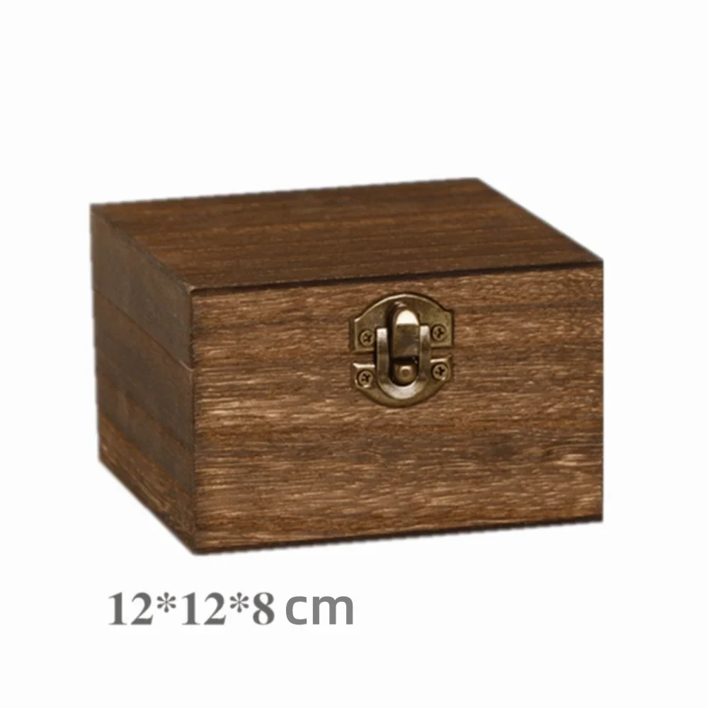 Vintage Wooden Flip Lid Storage Box – Jewelry & Gift Organizer