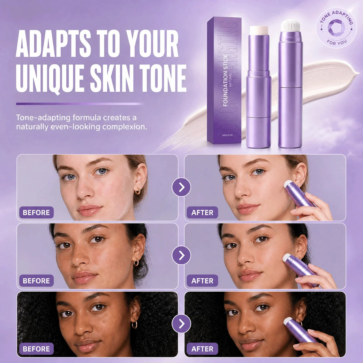 VIARELINE 2-in-1 Color Changing Foundation Stick | All Skin