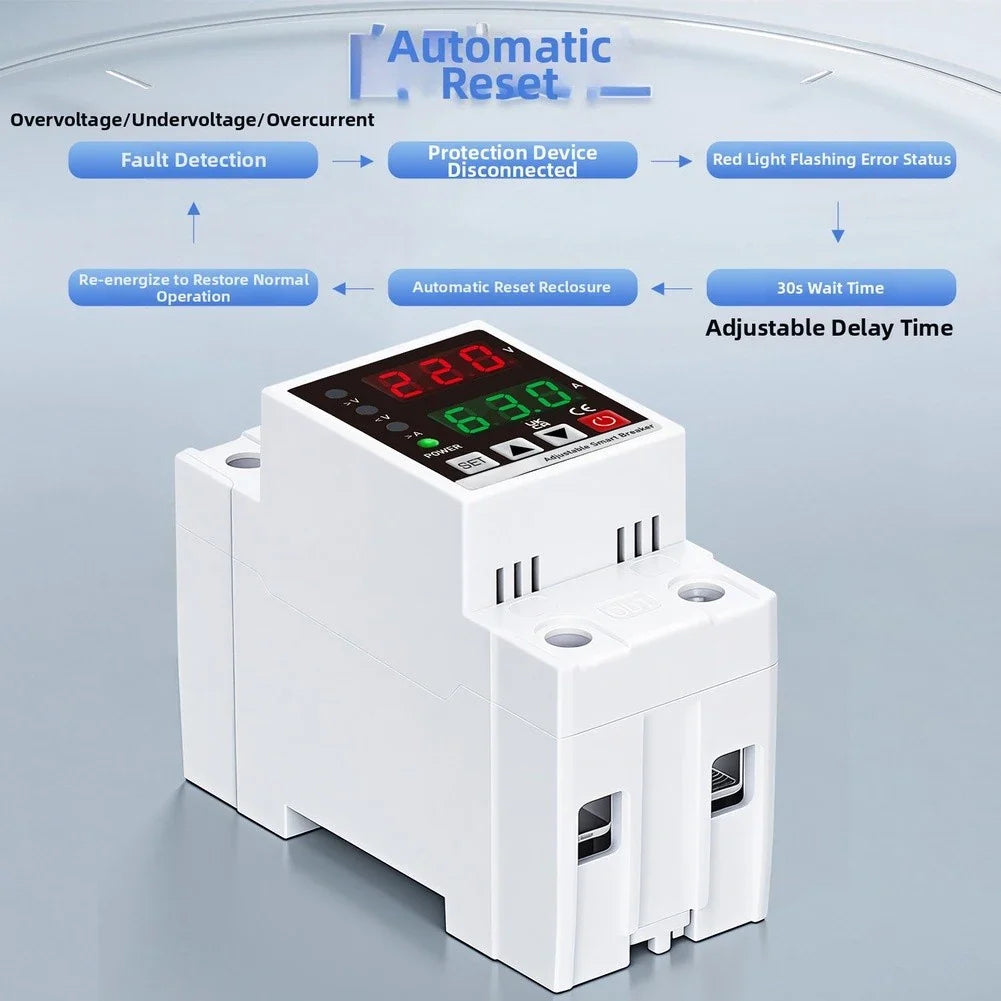 63A Overvoltage Protector AC 220V/110V Circuit Breaker Digital