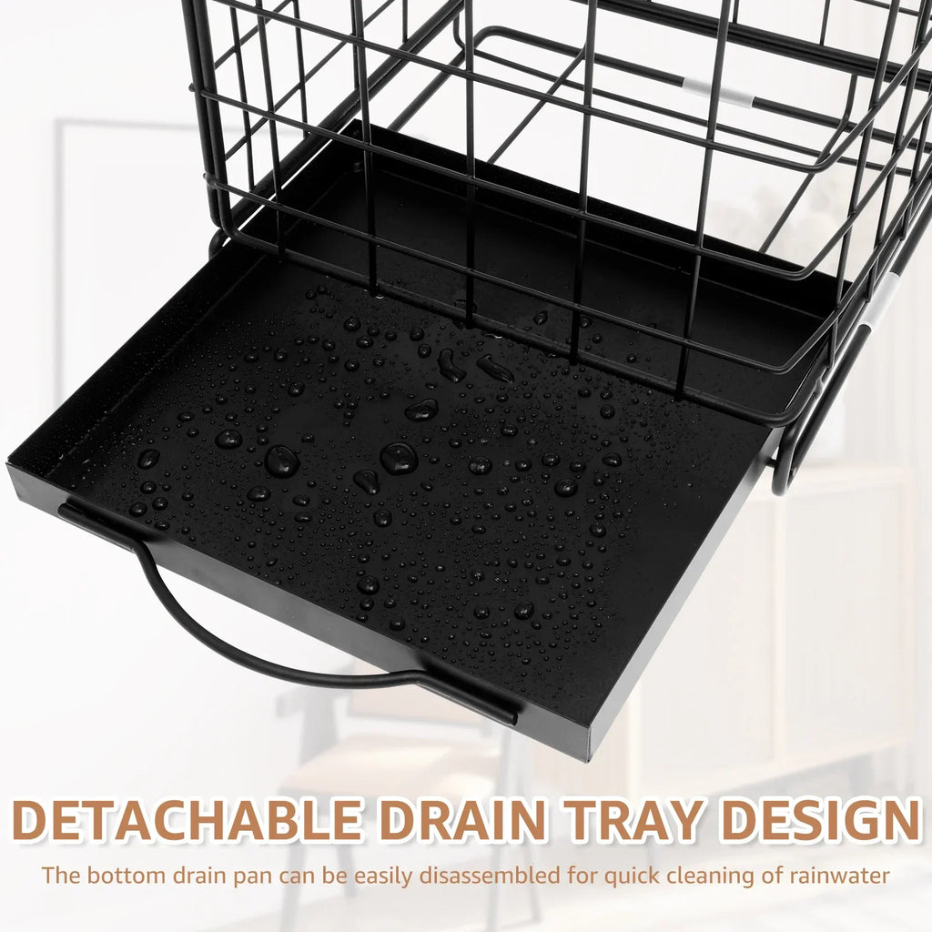 Square Metal Umbrella Stand with Detachable Drain Tray