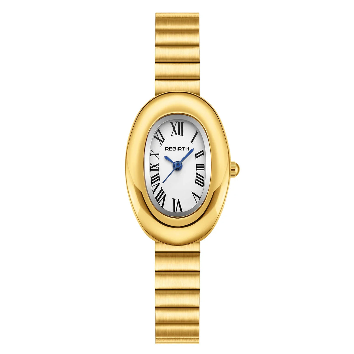 REBIRTH Vintage Oval Gold Women's Quartz Watch Roman Numeral