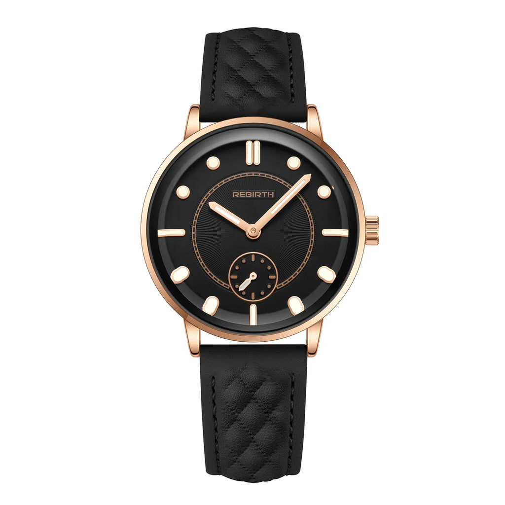 REBIRTH Retro Quartz Wristwatch Leather Band | Minimalist Dial