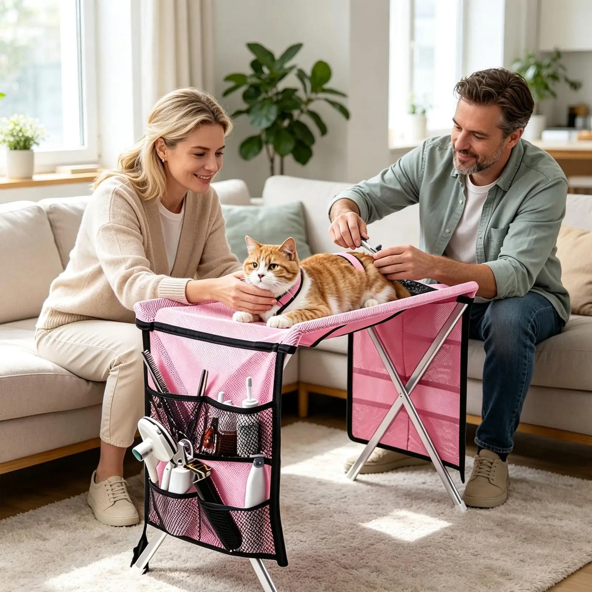 Stainless Steel Pet Grooming Hammock for Small Dogs & Cats