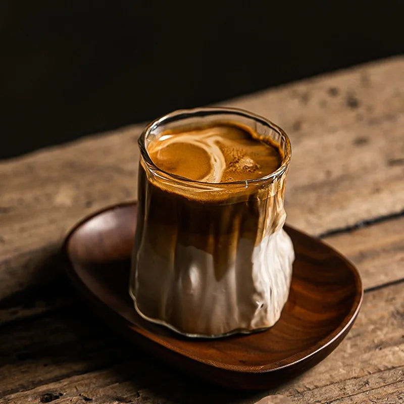 Vintage Bark Glass Coffee Cup 300ml | Borosilicate Latte Cup
