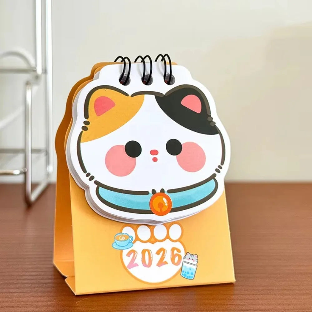 Cute Mini 2026 Desk Calendar – Cartoon Cat Planner Ornament