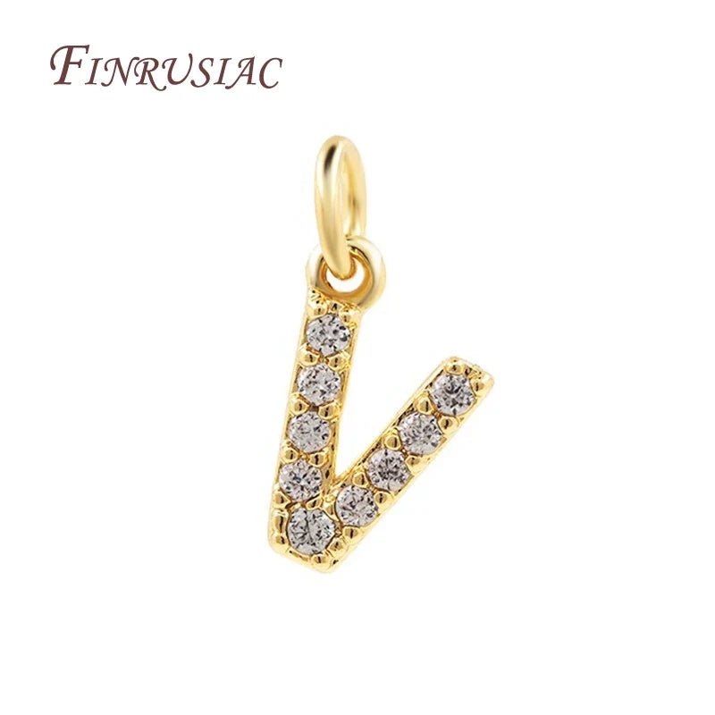 18K Gold Plated Zircon Letter Pendants A-Z Alphabet Charms