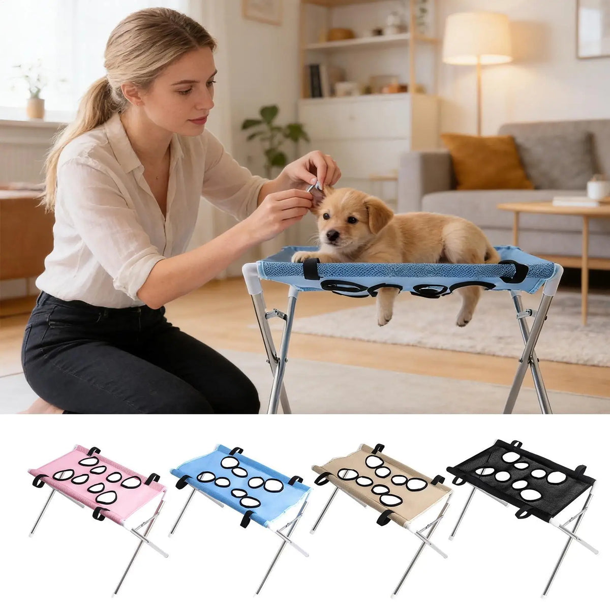 Pet Grooming Hammock 8-Hole Harness for Cats & Dogs
