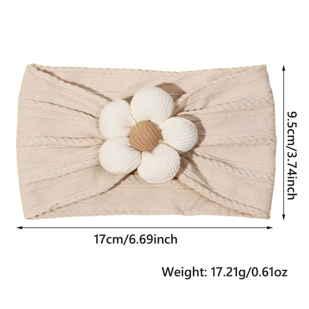 Floral Infant Wide Headband – Soft Stretchy Nylon Baby Head Wrap
