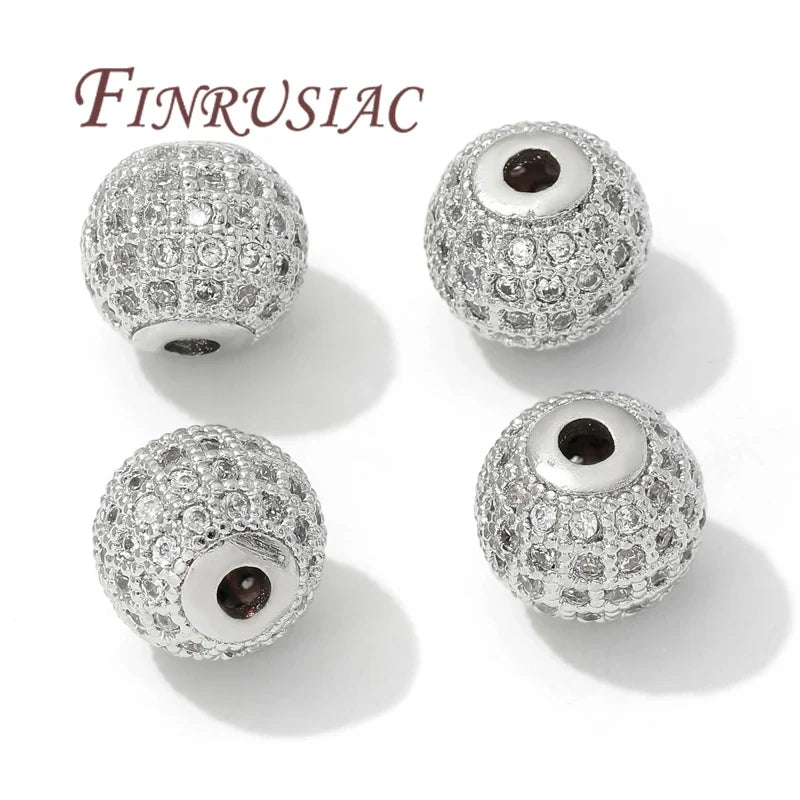 18K Gold Plated Zircon Spacer Beads 6mm 8mm 10mm | DIY Jewelry