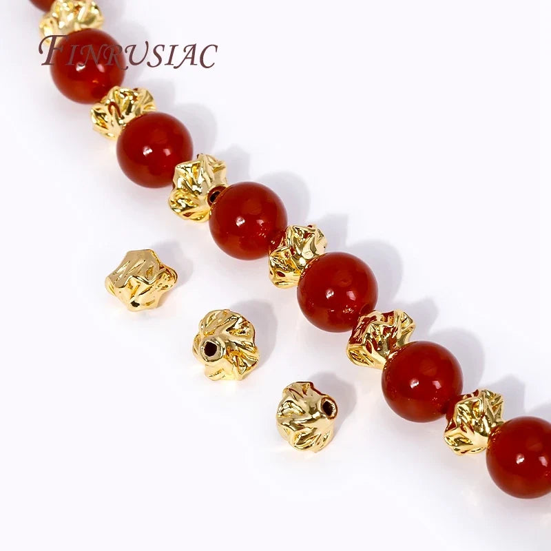 18K Gold Plated Flower Spacer Beads | Brass DIY Jewelry Making