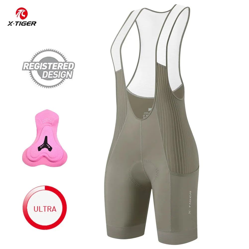 X-TIGER Women's 5D Padded Cycling Bib Shorts | UV Protection