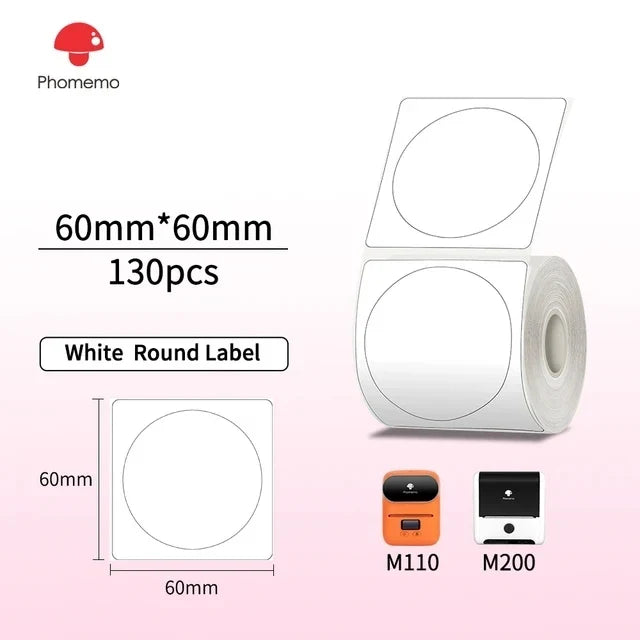 Phomemo M110 M200 M221 Clear Round Thermal Labels 1.57"