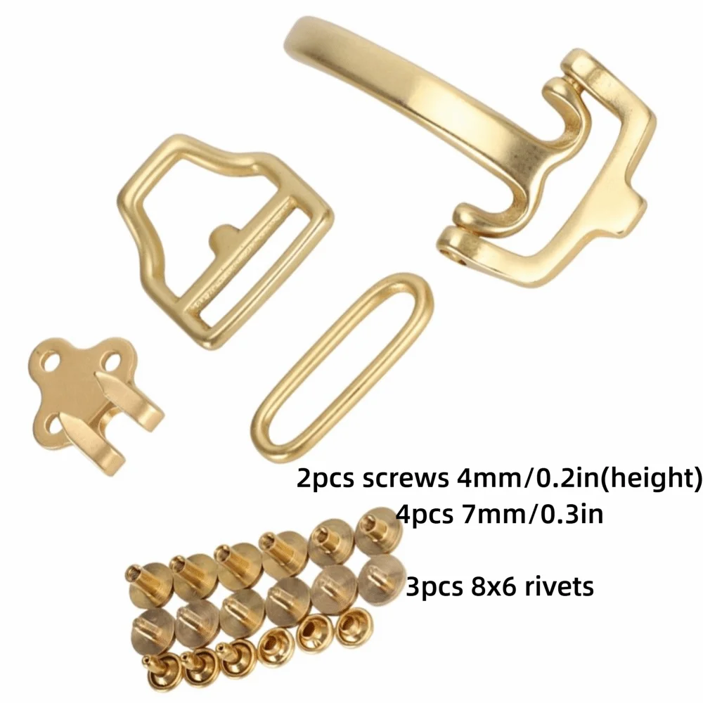 Solid Brass Belt Buckle Set – D-Ring Pin Hardware Kit