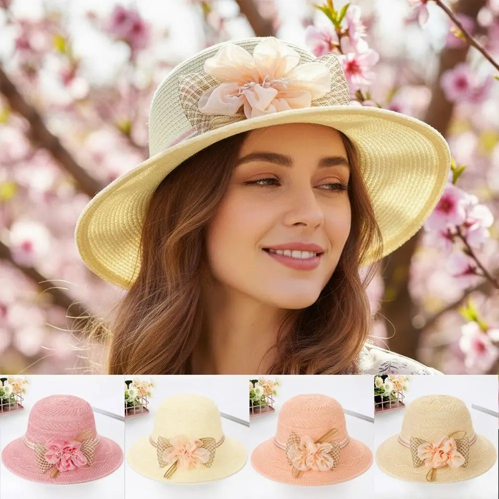 Women's Wide Brim Foldable Straw Sun Hat – Floral Beach