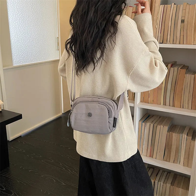 Nixie Minimalist Canvas Crossbody Bag – Multi-Layer Shoulder Bag
