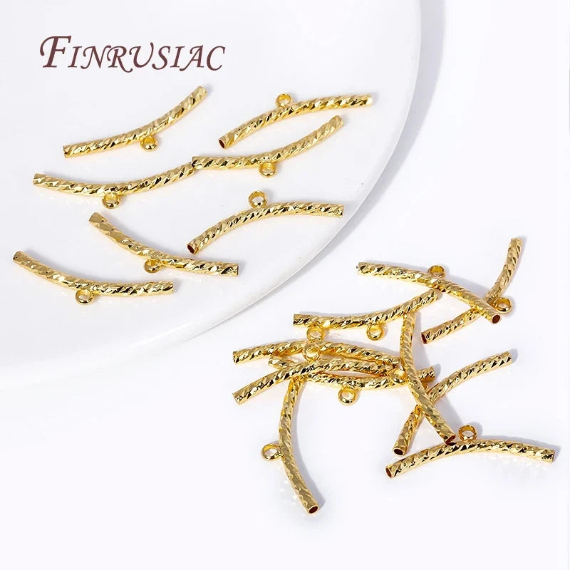18K Gold Plated Corrugated Tube Bead Connectors | DIY Jewelry