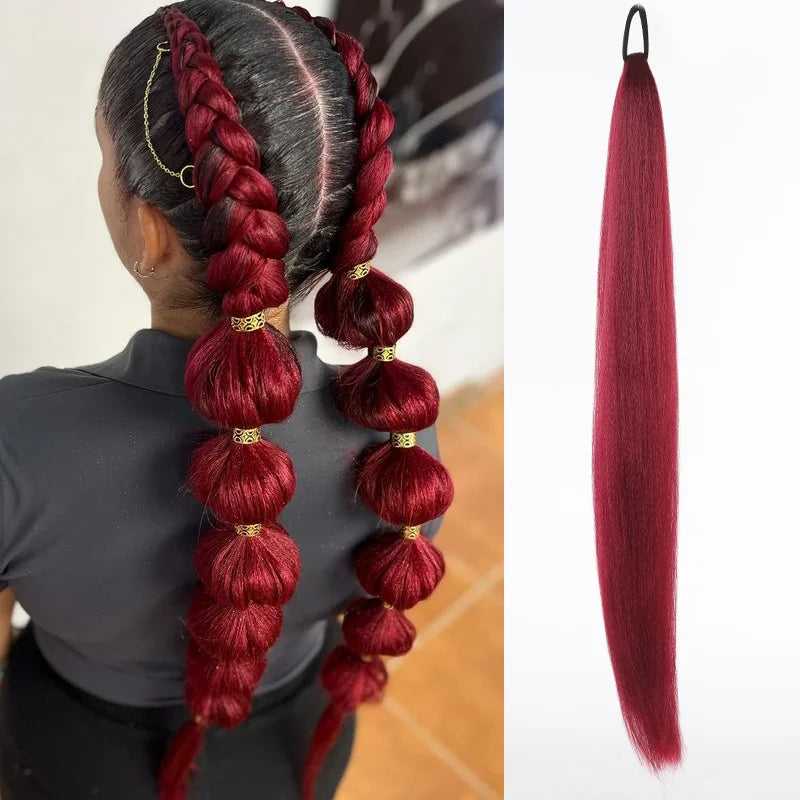 26" Synthetic Ponytail Extension Ombre Pink Purple Blue | Kanekalon