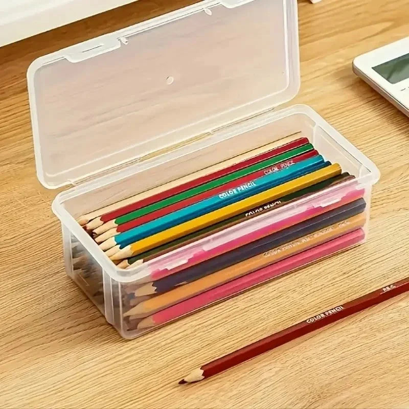 4Pcs Clear Plastic Storage Boxes with Lids – Desktop Organizer