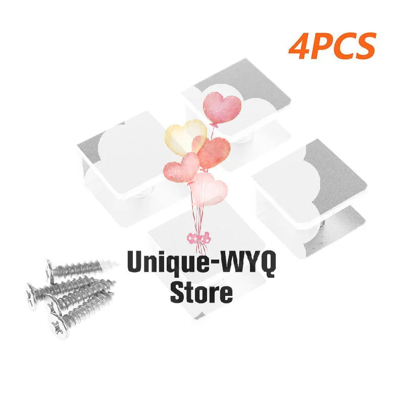 4PCS Square Aluminum Glass Clamps Shelf Clip Bracket 5–12mm