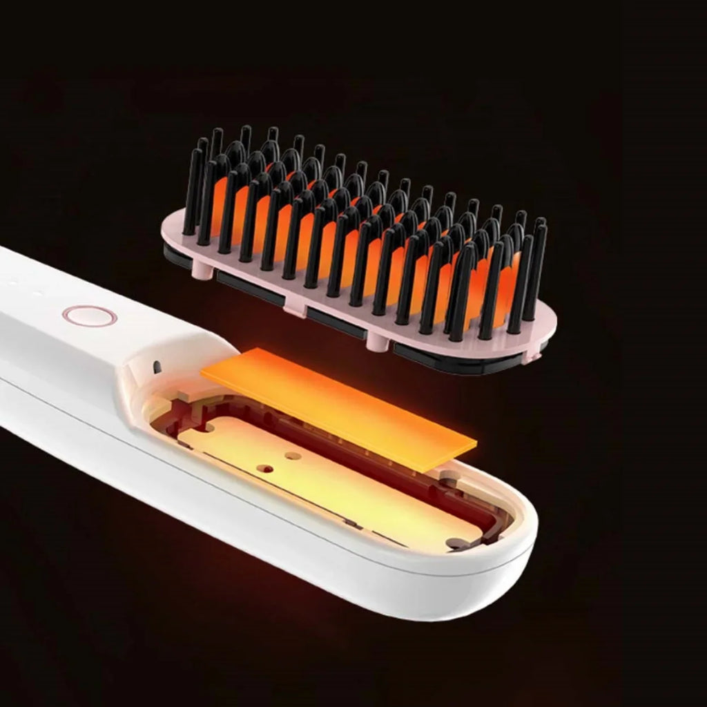 Wireless Ionic Hair Straightener Brush – USB Rechargeable Comb
