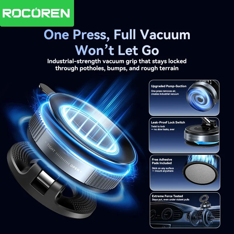 Rocoren Magnetic Car Phone Holder – Suction Cup 360° Mount