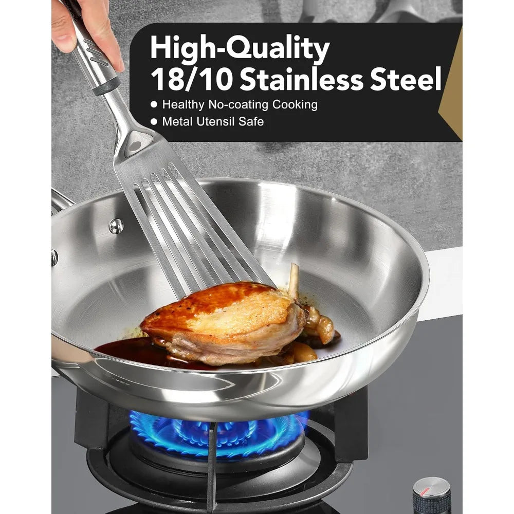 MICHELANGELO 8-Inch Stainless Steel Frying Pan – Induction & Gas