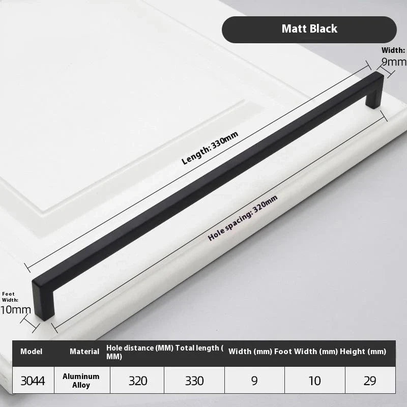 Black Square Cabinet Handles Aluminium Drawer Pulls 10–33CM