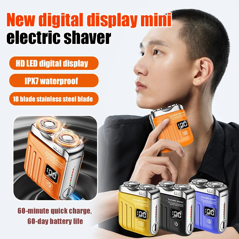 R-19 Mini Electric Shaver – LED Display, IPX7, Type-C Charge