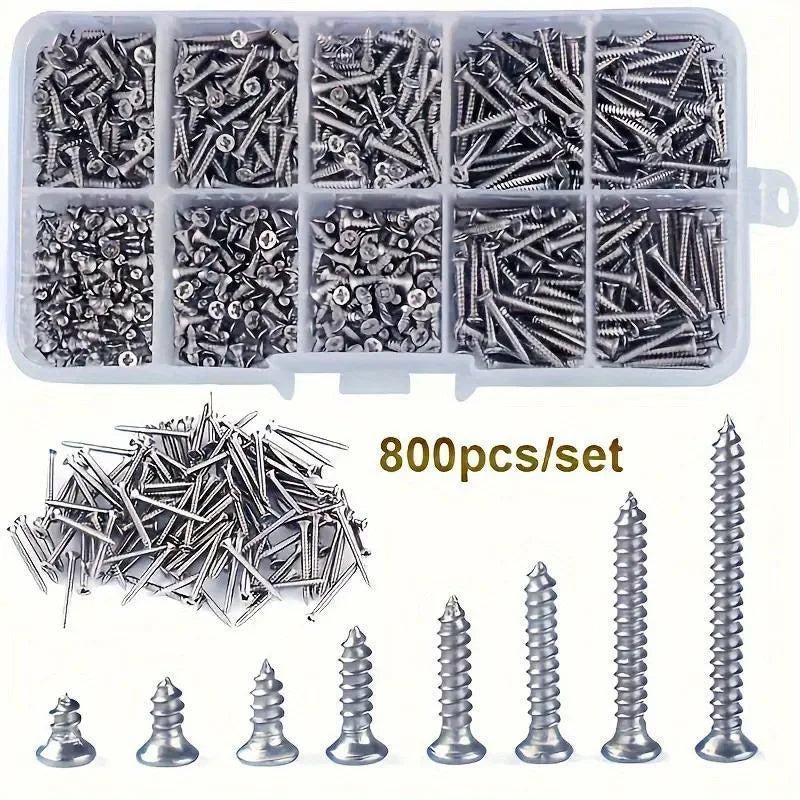 800-Piece M2 Self-Tapping Screw Set with Storage Box