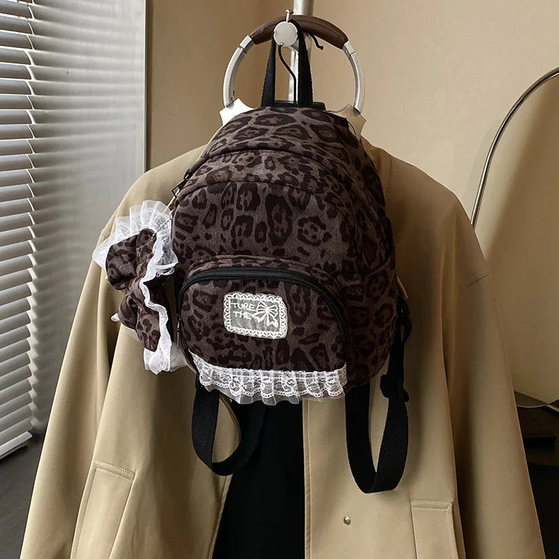 Leopard Print Flannel Backpack – Preppy Women's Commuter Bag
