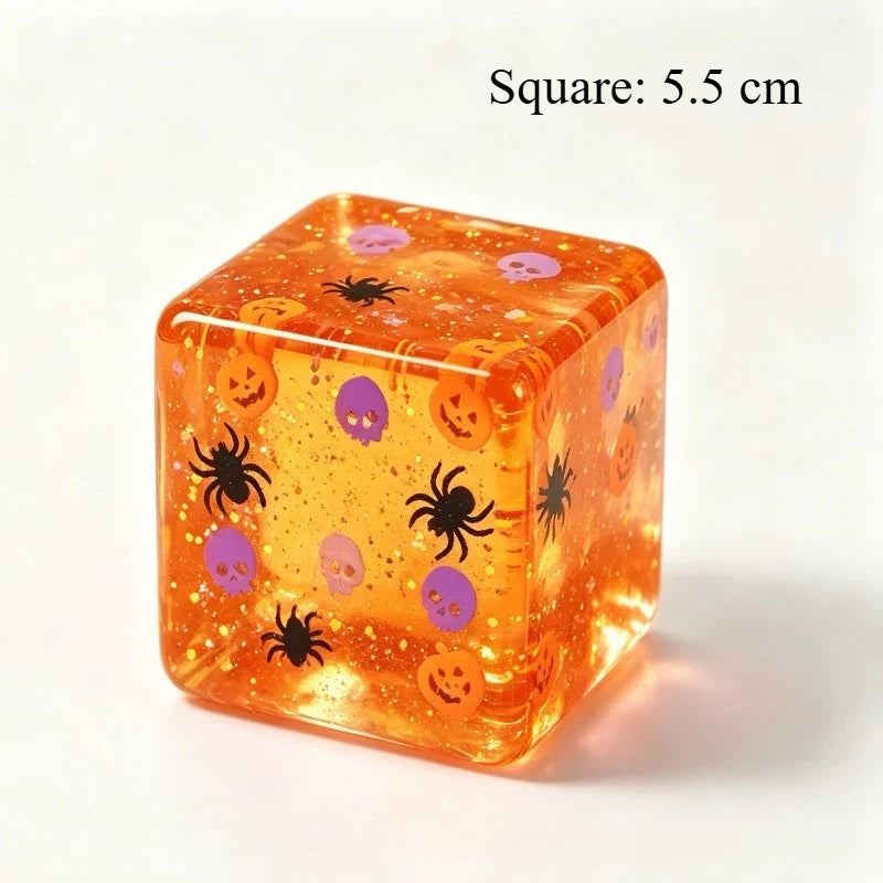 Halloween Squishy Ice Cube Fidget Toy – Pumpkin & Spider