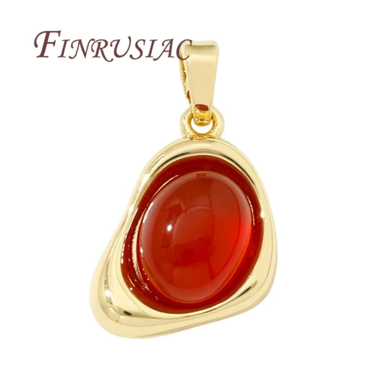 18K Gold Plated Natural Stone Charms – DIY Jewelry Pendants