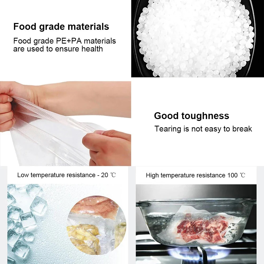 Vacuum Sealer Bags 100pcs – Airtight Food Storage Bags