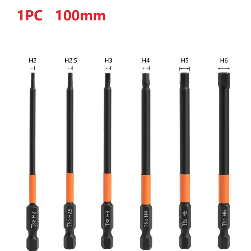Hex Allen Wrench Drill Bits 1/4" Quick-Change Magnetic H2–H6