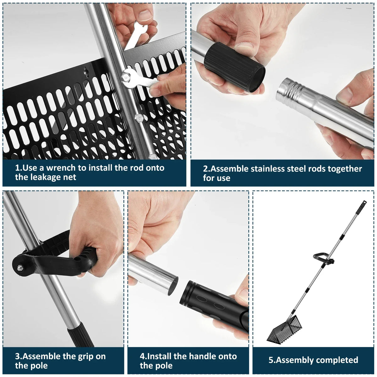 Stainless Steel Sand Flea Rake & Beach Sifter – 52" Handle