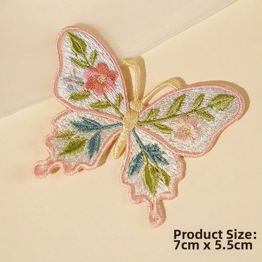 2Pcs 3D Butterfly Embroidery Iron-On Patches – Floral Applique