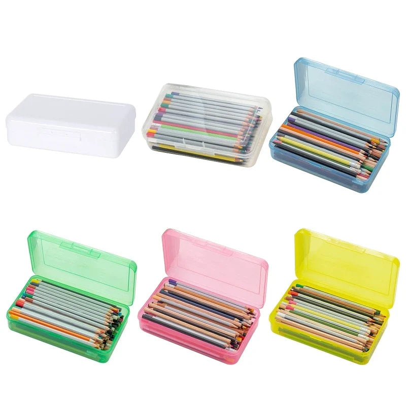 Transparent Hard Plastic Pencil Box – Stackable Large Capacity