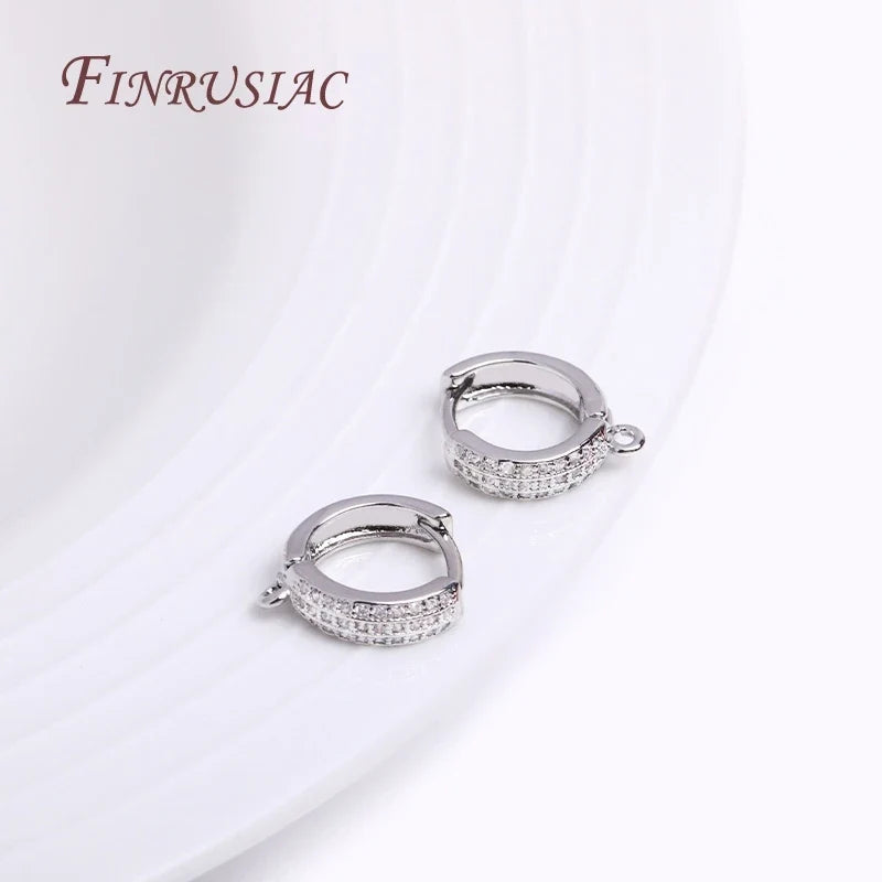 18K Gold Plated Zircon Round Hoop Earring Hooks & Clasps DIY