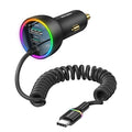 Rocoren 70W USB-C Car Charger with Spring Cable | Fast Charge