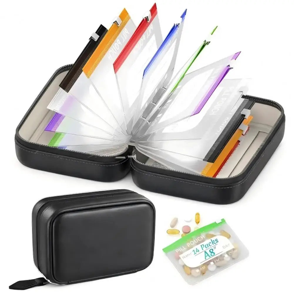 Weekly Pill Organizer – 7 Zippered Waterproof Medicine Bags