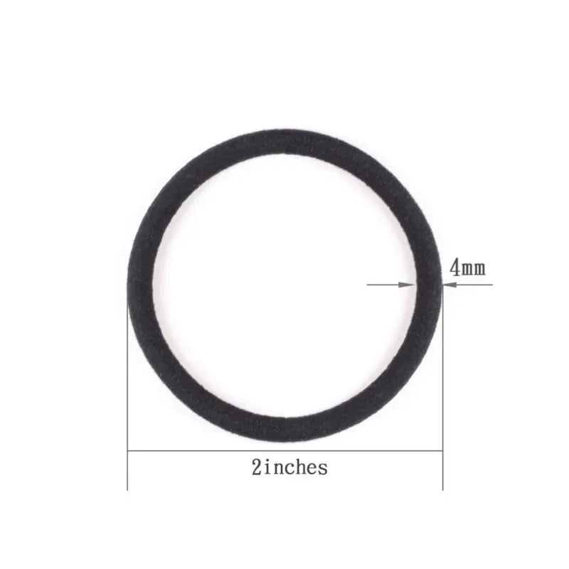 Black Elastic Hair Ties 4MM Ponytail Holders 10/30/50 Pack