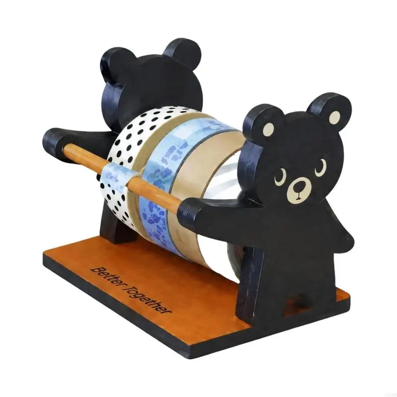 Wooden Bear Tape Dispenser – Multi-Roll Holder with Cutter