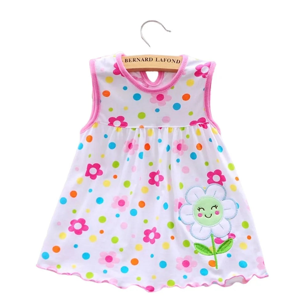 Pure Cotton Baby Girl Dress – Cartoon Print Summer Princess