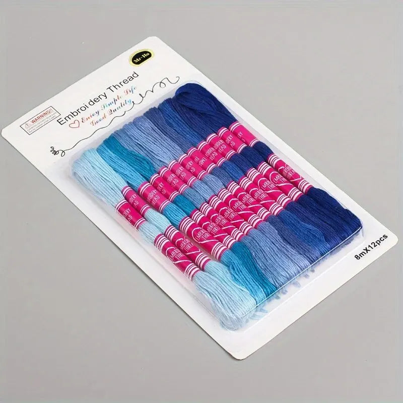 Gradient Embroidery Floss Set – 12 x 8M Polyester Cross-Stitch Thread