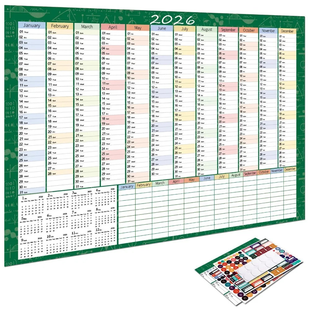 2026 Large Wall Calendar – 365-Day Annual Planner Sheet