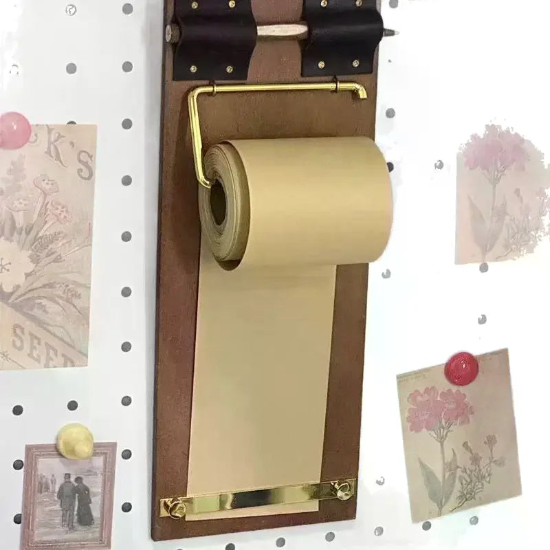 Vintage Kraft Paper Roll Clipboard Set – Refillable Writing Pad