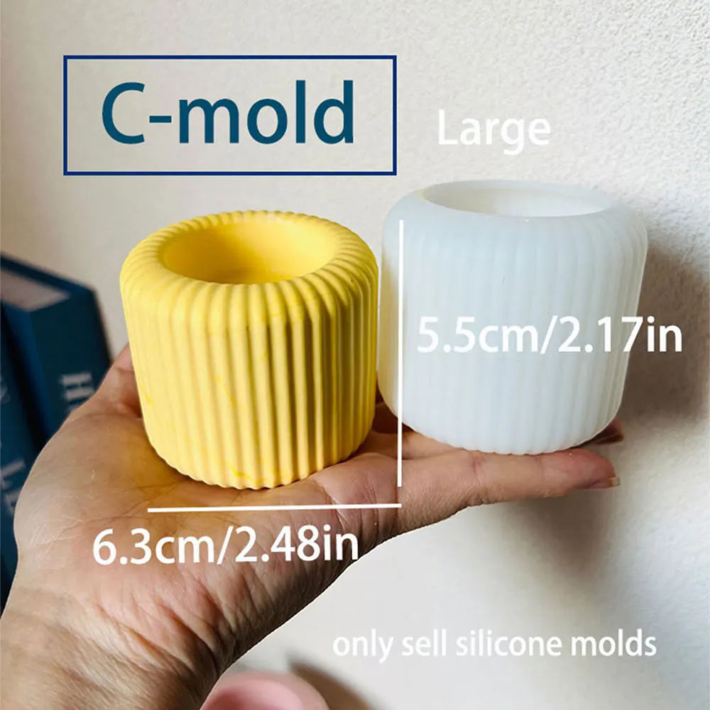 Striped Candle Holder Silicone Mold – DIY Concrete & Plaster