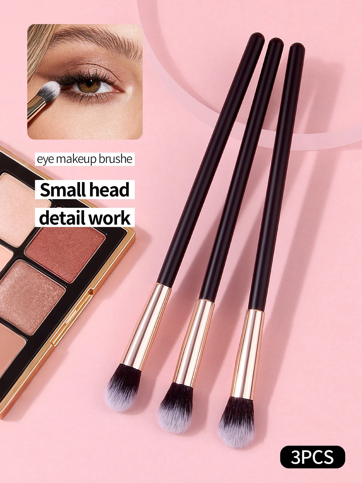 3-Piece Eye Makeup Brush Set – Soft Eyeshadow Blending Brushes